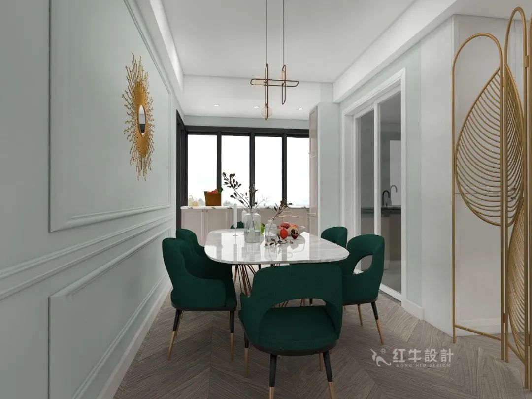 劉崇穎_紅牛設(shè)計--電建洺悅府120㎡輕奢風(fēng)格08效果圖欣賞_餐廳