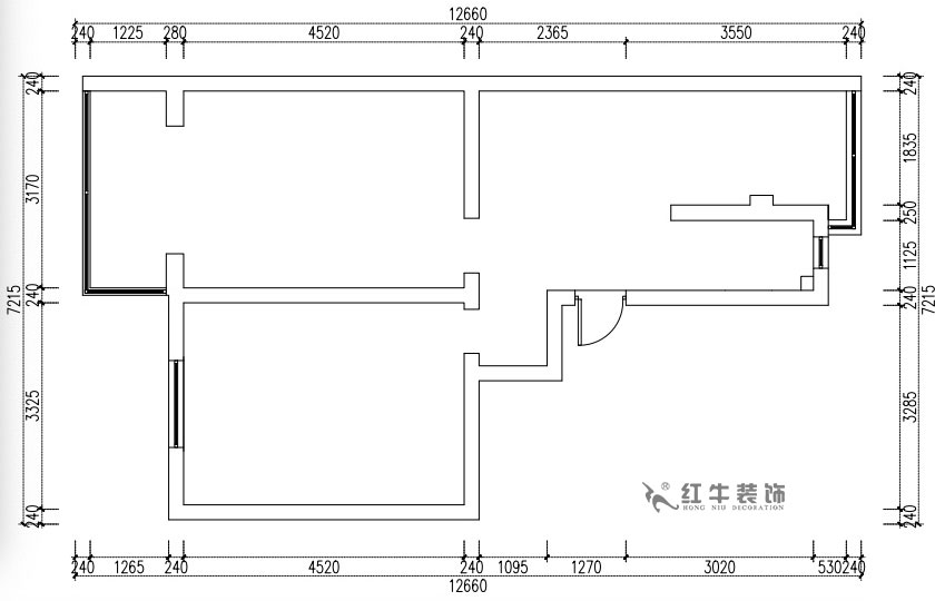 張桐瑋｜天津新村25-304-64㎡-現(xiàn)代簡美風格｜2室1廳1衛(wèi)｜老房裝修｜定制家￥71800｜全包10萬｜00_01原始結構圖