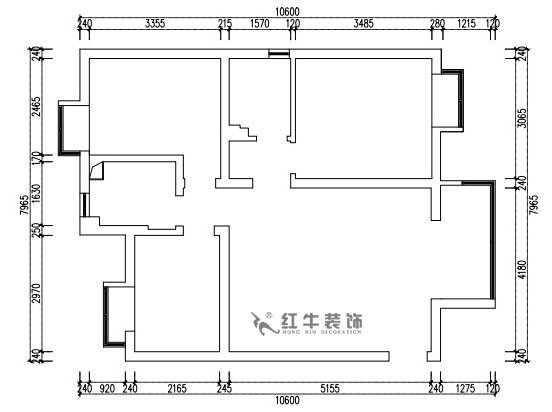 張桐瑋｜江雁依山郡23-901-76㎡-現(xiàn)代簡約風格｜3室1廳1衛(wèi)｜舊房改造｜定制家￥93180｜全包10萬｜00_01原始結構圖